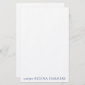 ネイビモダンーエレガントブルー文房具パーソナライズされた 便箋 (正面/裏面)