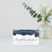 ネイビモダンーエレガントブルー金ゴールドグリッターアゲートマーブル 名刺 (スタンド正面)