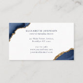 ネイビモダンーエレガントブルー金ゴールドグリッターアゲートマーブル 名刺 (裏面)