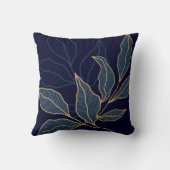 ネイビモダンーエレガントブルー金ゴールドリーフ装飾用クッション クッション (裏面)