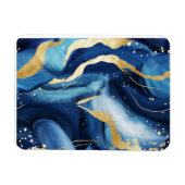 ネイビモダンーエレガントブルー金ゴールド大理石パターンシック マグネット (横)