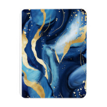 ネイビモダンーエレガントブルー金ゴールド大理石パターンシック