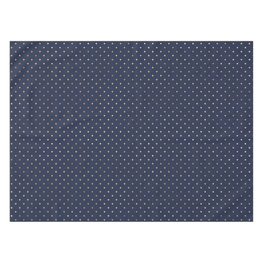 ネイビモダンーエレガントブルー金ゴールド水玉模様 テーブルクロス (正面(横))