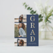 ネイビモダンーエレガントブルー金ゴールド3 Photo Gradation ポストカード (スタンド正面)