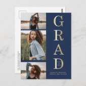 ネイビモダンーエレガントブルー金ゴールド3 Photo Gradation ポストカード (正面/裏面)