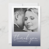 ネイビモダンーエレガント・ブルー・シック結婚ズ・サンキュー サンキューカード (正面)