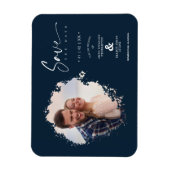 ネイビモダンーグランジインク効果フォト婚約したカップル マグネット (縦)