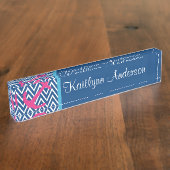 ネイビモダンーシェブロンピンク航海のいかり銘板 デスクネームプレート (側面)