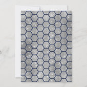 ネイビモダンーシルバーグリッター六角形ジオ甘い16 招待状 (裏面)