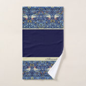 ネイビモダンースタイリッシュブルーとホワイトモノグラムバスB バスタオルセット (ハンドタオル)