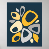 ネイビモダンースタイリッシュブルーマスタード抽象芸術 ポスター (正面)