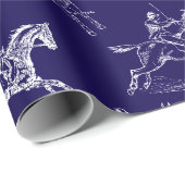 ネイビモダンースタイリッシュブルー乗馬トイレ ラッピングペーパー (ロールコーナー)