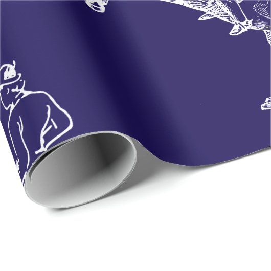 ネイビモダンースタイリッシュブルー乗馬トイレ ラッピングペーパー (ロールコーナー)