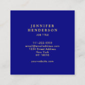 ネイビモダンースタイリッシュブルー金ゴールドプロフェッショナル スクエア名刺 (裏面)