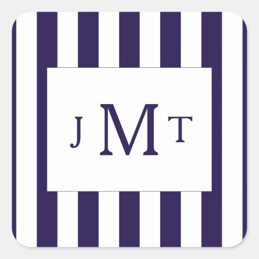 ネイビモダンーストライプ結婚コレクション スクエアシール (正面)