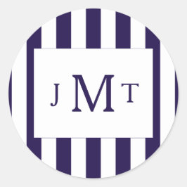 ネイビモダンーストライプ結婚コレクション ラウンドシール