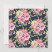 ネイビモダンーピンクフローラ確認 招待状 (裏面)