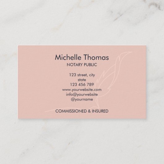 ネイビモダンーピンク公証人ローン署名業者 名刺 (裏面)