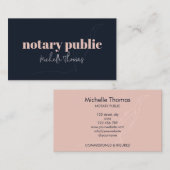 ネイビモダンーピンク公証人ローン署名業者 名刺 (正面/裏面)