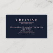 ネイビモダンーフェイクブルー上のバラ金ゴールド幾何学的 名刺 (裏面)