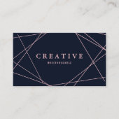 ネイビモダンーフェイクブルー上のバラ金ゴールド幾何学的 名刺 (正面)