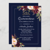 ネイビモダンーフローラキンセアニェラ招待状 招待状 (正面/裏面)