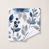 ネイビモダンーフローラ植物水彩色 バスタオルセット (ウォッシュタオル)