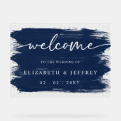 ネイビモダンーブラシ結婚ストローク アクリルサイン (正面)