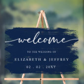 ネイビモダンーブラシ結婚ストローク アクリルサイン (ニュートラル)