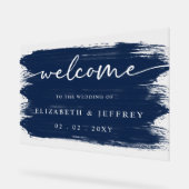 ネイビモダンーブラシ結婚ストローク アクリルサイン (傾斜)