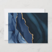 ネイビモダンーブルアゲート大理石のスクリプト名 ノートカード (裏面)