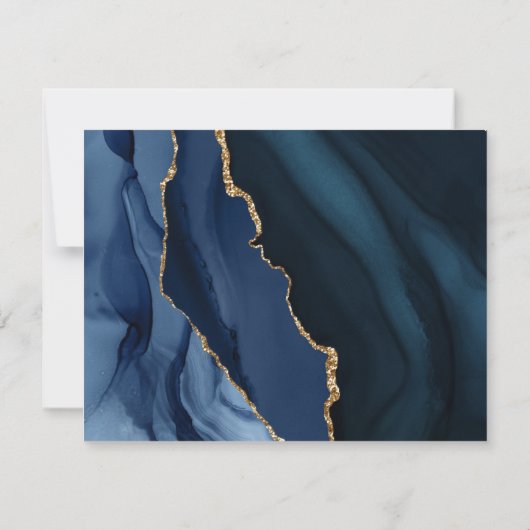 ネイビモダンーブルアゲート大理石のスクリプト名 ノートカード (裏面)