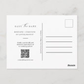 ネイビモダンーブルアーチフォトQRコード日付の保存 ポストカード (裏面)