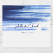 ネイビモダンーブルウォーターのブラシストローク（白） スパークリングワインラベル (シングルラベル)