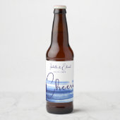 ネイビモダンーブルウォーターのブラシストローク(白) ビールラベル (正面)