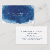 ネイビモダンーブルウォーターの色のスプラッシュ背景 名刺 (正面/裏面)