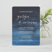 ネイビモダンーブルウォーター結婚カラー 招待状 (スタンド正面)