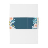 ネイビモダンーブルウォーター色のフローラ結婚ズ 招待状ベリーバンド (裏面例)