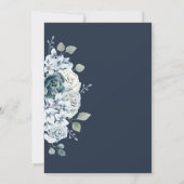 ネイビモダンーブルウォーター色のフローラ結婚ズ 招待状 (裏面)
