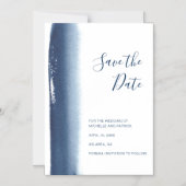 ネイビモダンーブルウォーター色の結婚式の日付を保存 マグネット招待状 (正面)