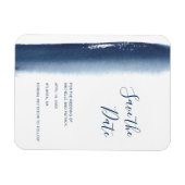 ネイビモダンーブルウォーター色の結婚式の日付を保存 マグネット (横)