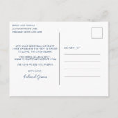 ネイビモダンーブルウォーター色の結婚式の日付を保存 案内ポストカード (裏面)