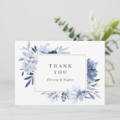 ネイビモダンーブルウォーター色フローラサンキューカード サンキューカード (スタンド正面)