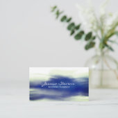 ネイビモダンーブルウォーター色抽象芸術背景 名刺 (スタンド正面)