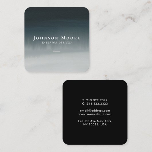 ネイビモダンーブルウォーター色抽象芸術 スクエア名刺 (正面/裏面)