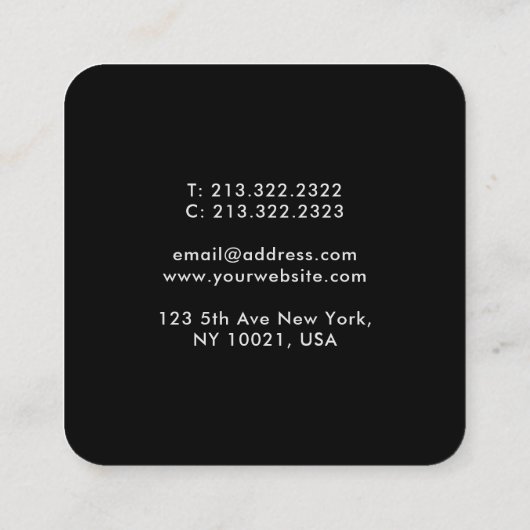 ネイビモダンーブルウォーター色抽象芸術 スクエア名刺 (裏面)