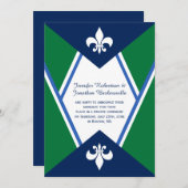 ネイビモダンーブルケリーグリーンポスト結婚ズ 招待状 (正面/裏面)