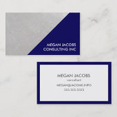 ネイビモダンーブルッフェイクシュ銀幾何学模様 名刺 (正面/裏面)