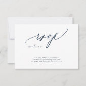 ネイビモダンーブルホワイトシンプル結婚のQRコード 出欠カード (正面)