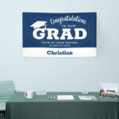 ネイビモダンーブルーでグラッドホワイトおめでとう 横断幕 (トレードショー)